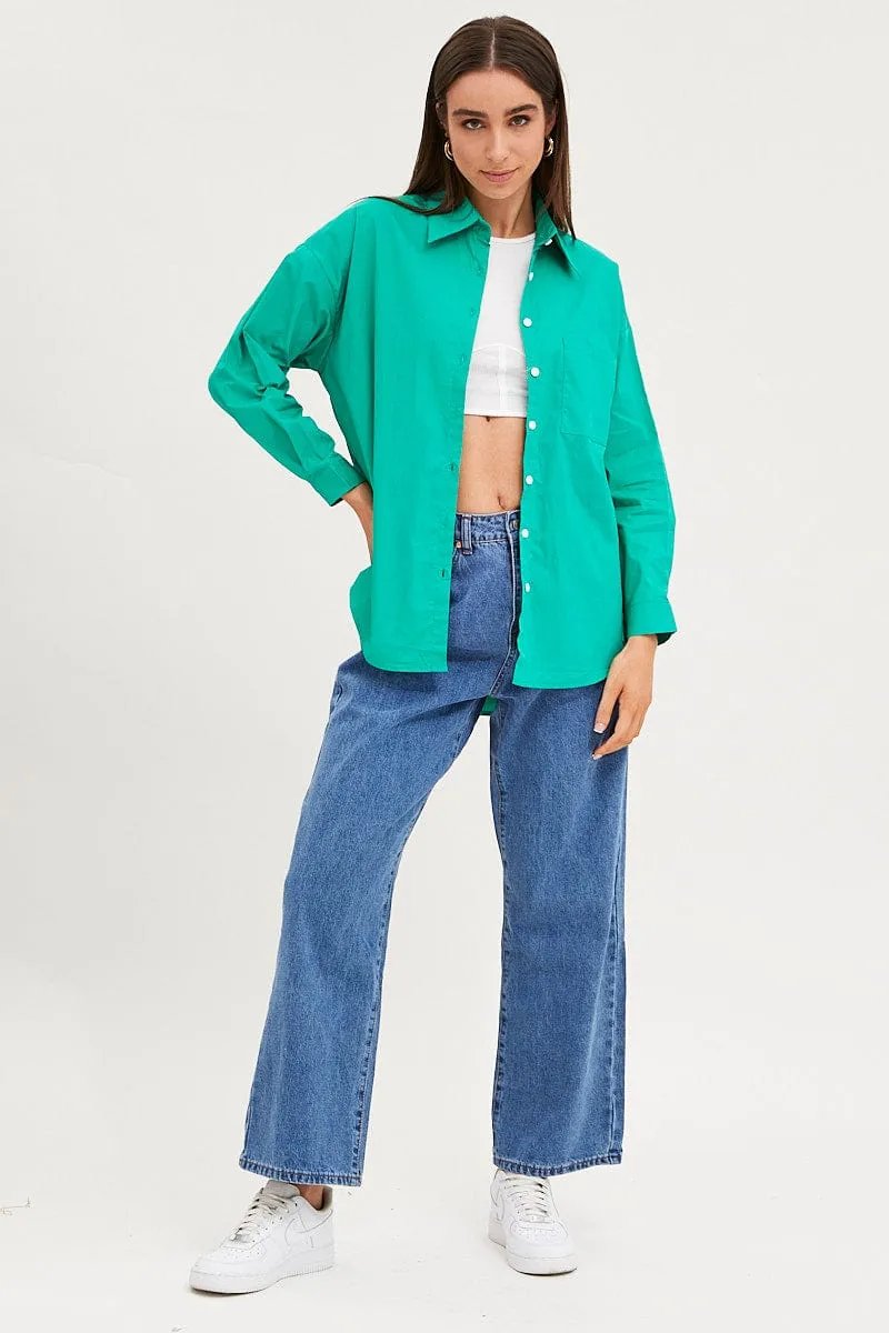 Green Relaxed Shirts Long Sleeve Button Up sold by Ally Fashion product image thumbnail 2