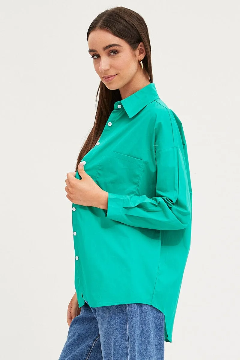 Green Relaxed Shirts Long Sleeve Button Up sold by Ally Fashion product image thumbnail 4