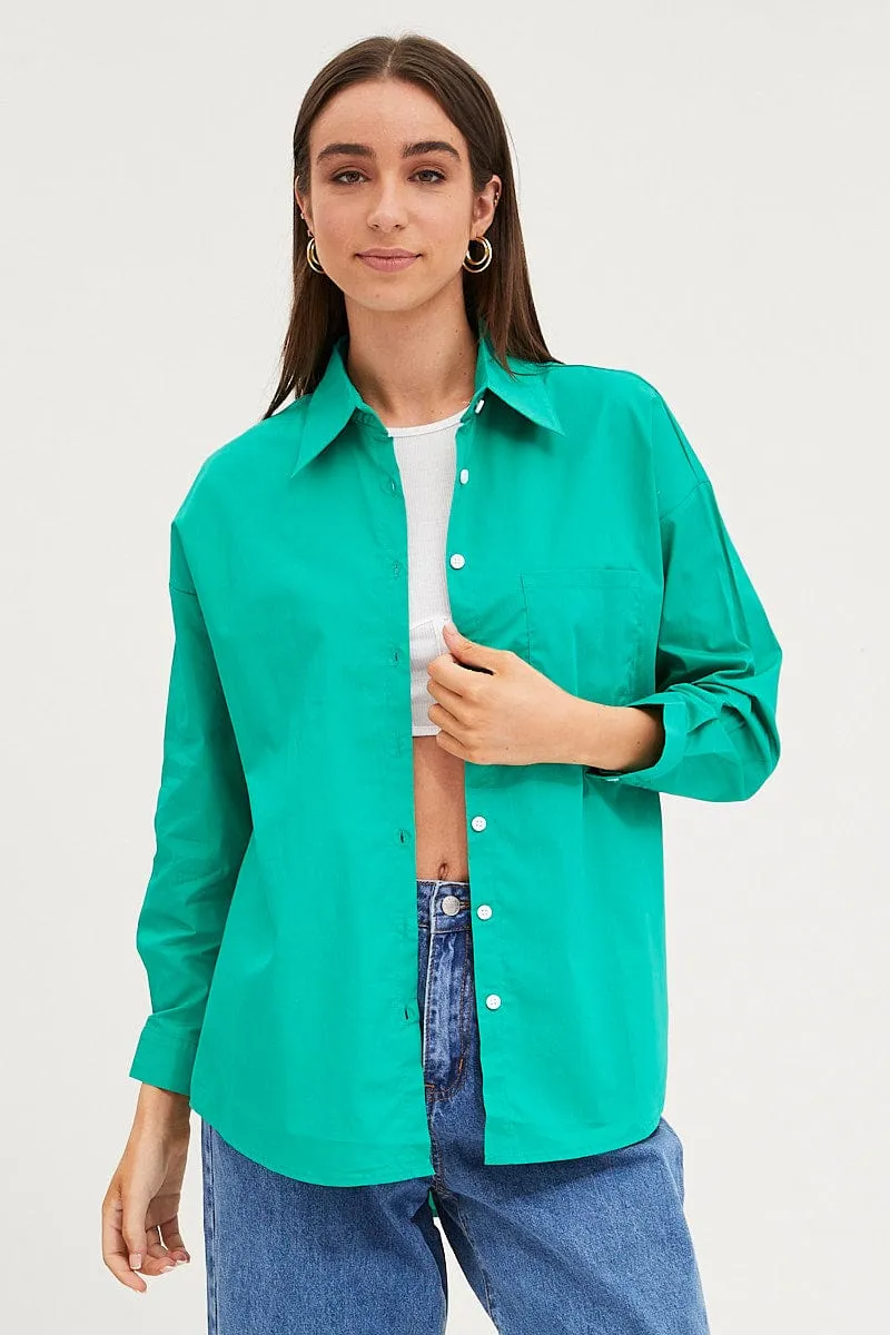 Green Relaxed Shirts Long Sleeve Button Up sold by Ally Fashion product image thumbnail 3
