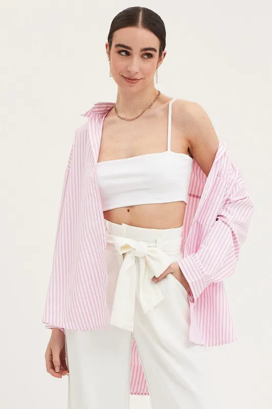 Stripe Relaxed Shirts Long Sleeve Button Up sold by Ally Fashion