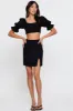 Black Crop Top Short Sleeve Round Neck sold by Ally Fashion