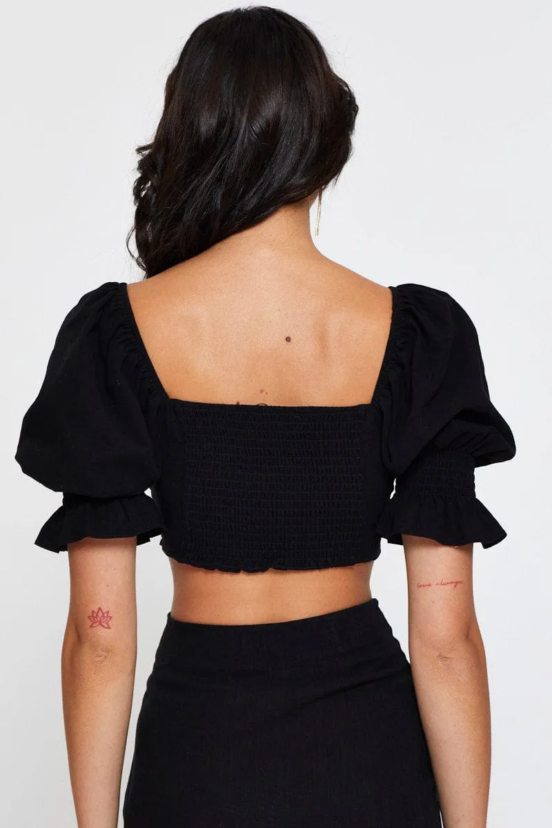 Black Crop Top Short Sleeve Round Neck sold by Ally Fashion product image thumbnail 5