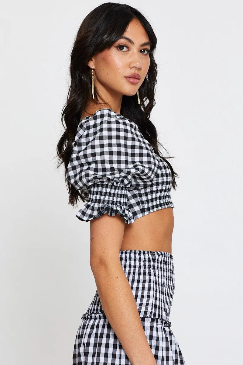 Check Crop Top Short Sleeve sold by Ally Fashion product image thumbnail 4