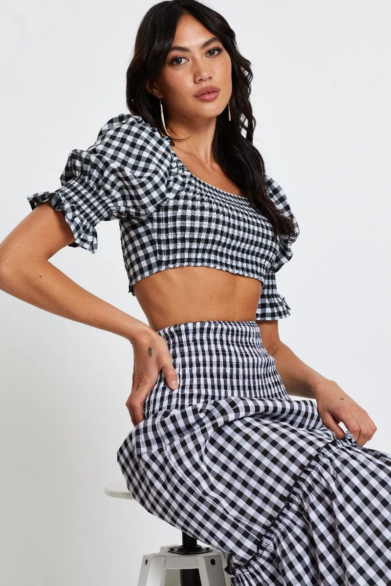 Check Crop Top Short Sleeve sold by Ally Fashion product image thumbnail 3