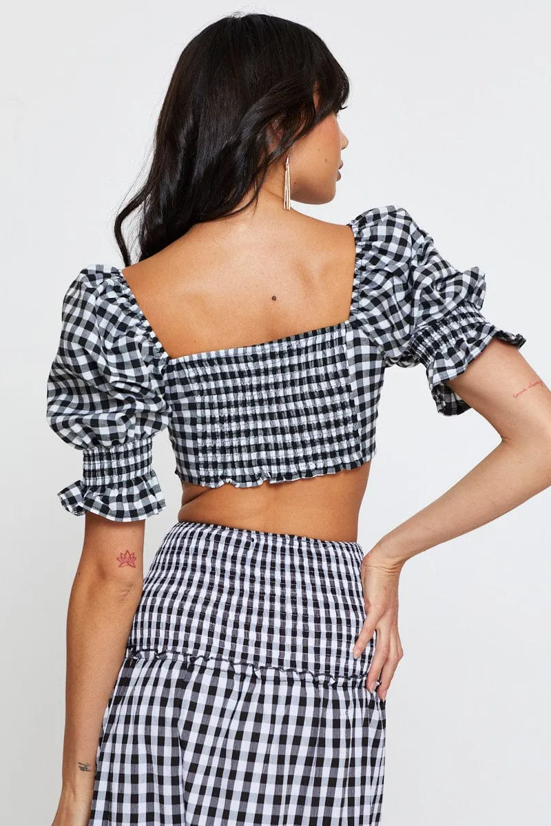 Check Crop Top Short Sleeve sold by Ally Fashion product image thumbnail 5