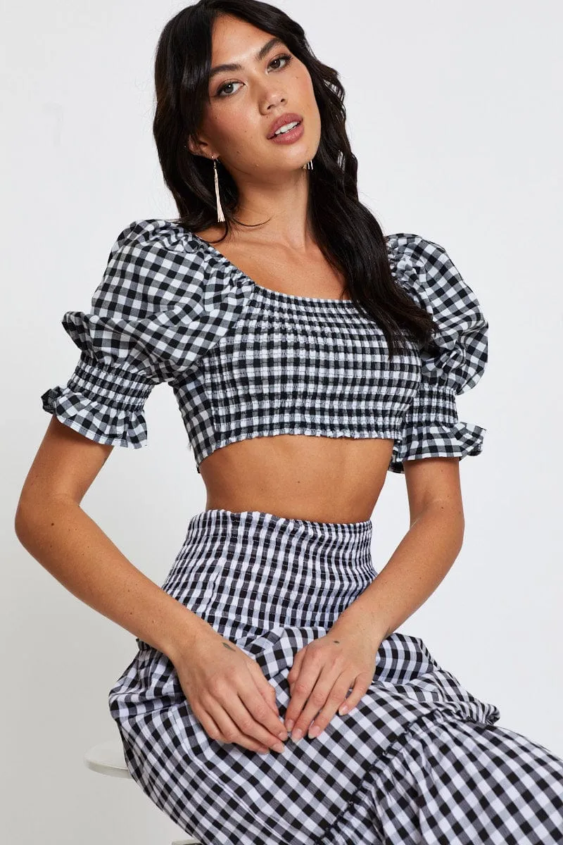 Check Crop Top Short Sleeve sold by Ally Fashion