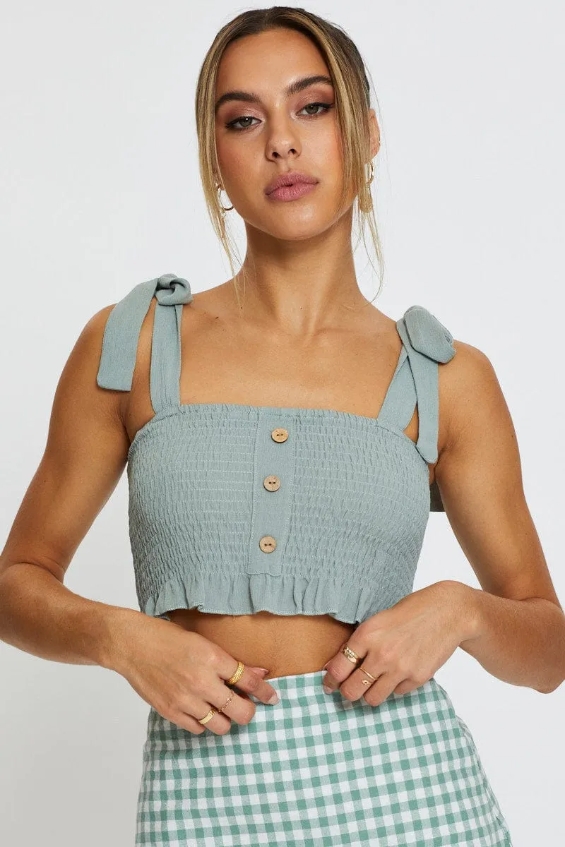 Green Singlet Top Sleeveless Tie Up sold by Ally Fashion product image thumbnail 3