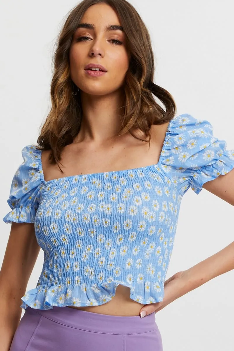 Print Shirred Puff Sleeve Top sold by Ally Fashion product image thumbnail 4