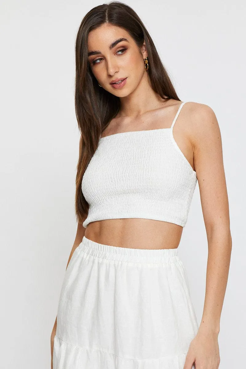 White Singlet Top Sleeveless sold by Ally Fashion
