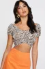 Print Crop Top Short Sleeve Tie Up sold by Ally Fashion