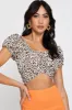 Print Crop Top Short Sleeve Tie Up sold by Ally Fashion