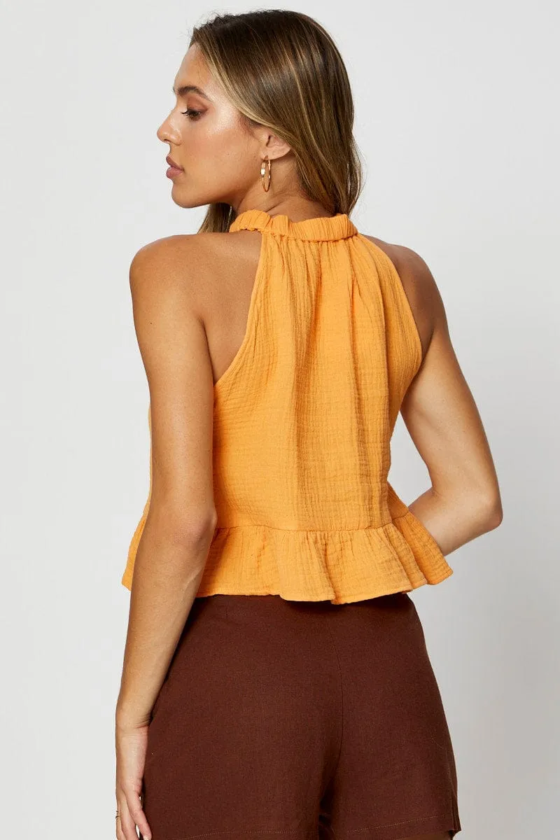 Orange Peplum Top Halter sold by Ally Fashion product image thumbnail 5