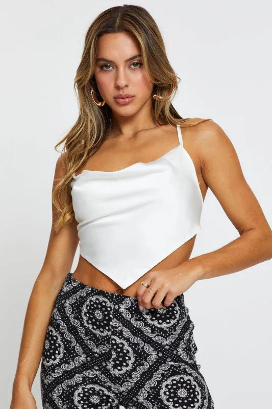 White Scarf Top Sleeveless sold by Ally Fashion