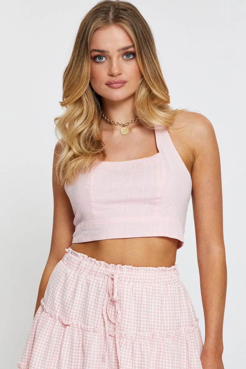 Pink Halter Top Sleeveless Crop sold by Ally Fashion