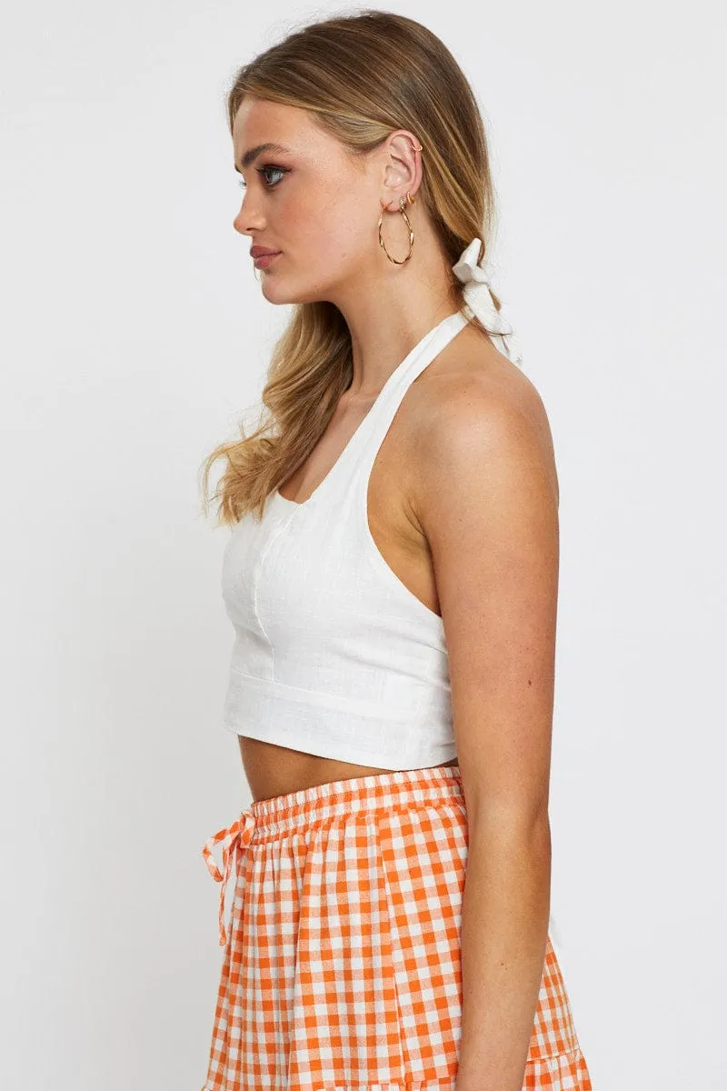 White Halter Top Sleeveless Crop sold by Ally Fashion product image thumbnail 4
