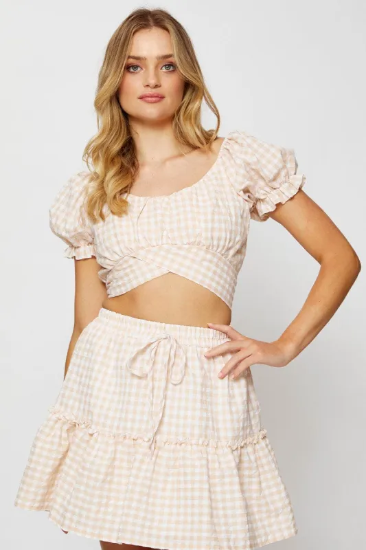Check Crop Top Short Sleeve sold by Ally Fashion