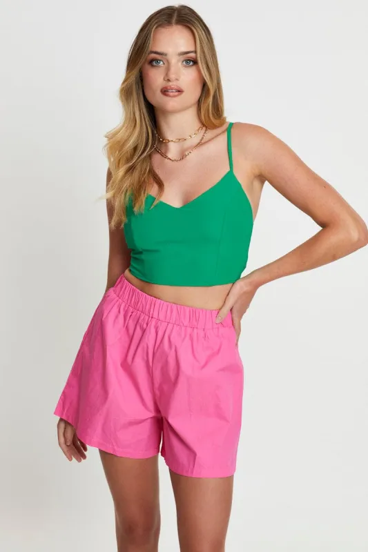 Green Crop Top Sleeveless V-Neck sold by Ally Fashion