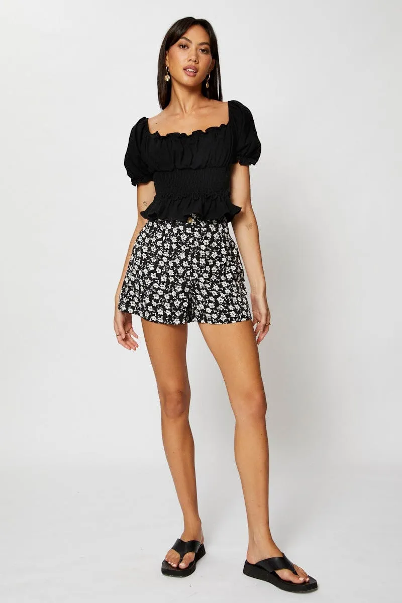 Black Crop Shirts Short Sleeve sold by Ally Fashion product image thumbnail 2
