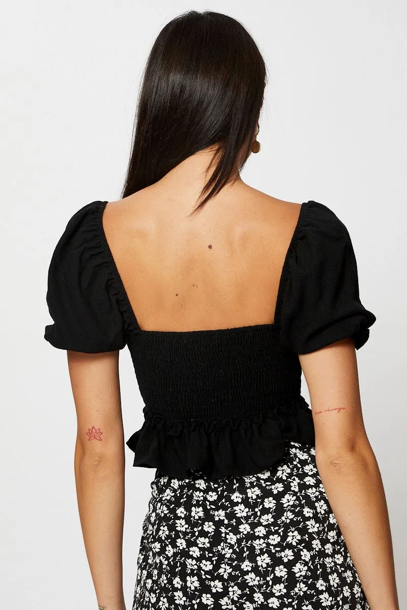 Black Crop Shirts Short Sleeve sold by Ally Fashion product image thumbnail 5