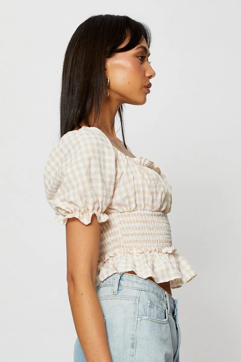 Check Crop Shirts Short Sleeve sold by Ally Fashion product image thumbnail 4
