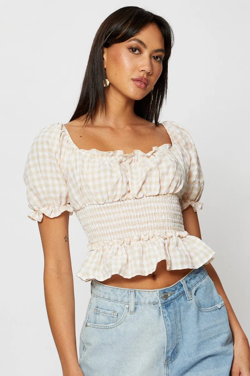 Check Crop Shirts Short Sleeve sold by Ally Fashion