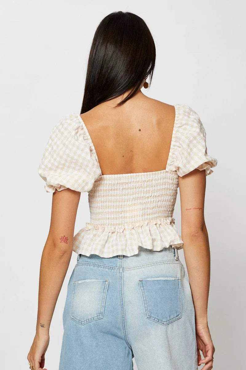 Check Crop Shirts Short Sleeve sold by Ally Fashion product image thumbnail 5