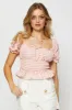Check Crop Top Short Sleeve Square Neck sold by Ally Fashion