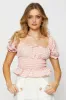 Check Crop Top Short Sleeve Square Neck sold by Ally Fashion