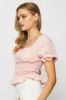 Check Crop Top Short Sleeve Square Neck sold by Ally Fashion