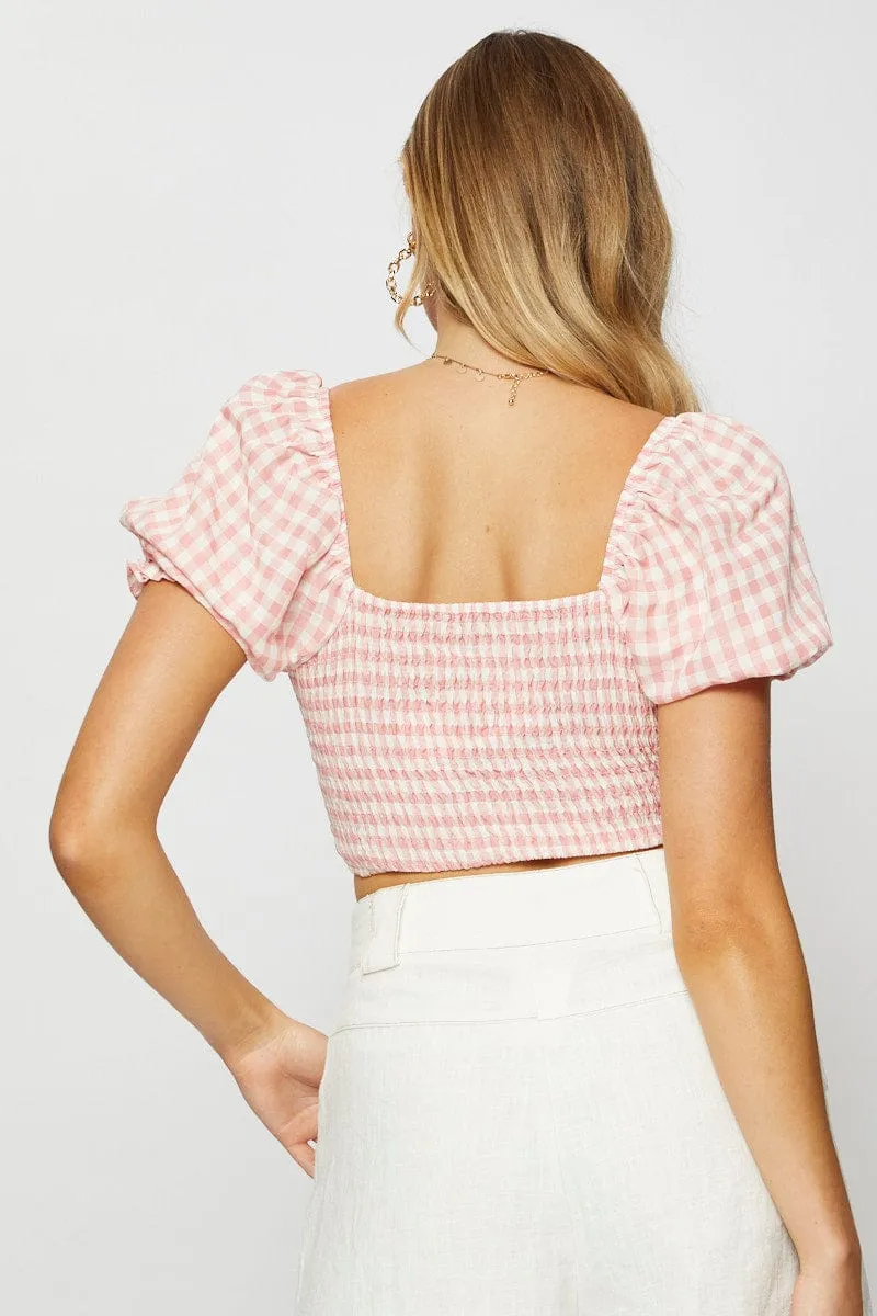 Check Crop Top Long Sleeve Sweetheart sold by Ally Fashion product image thumbnail 5