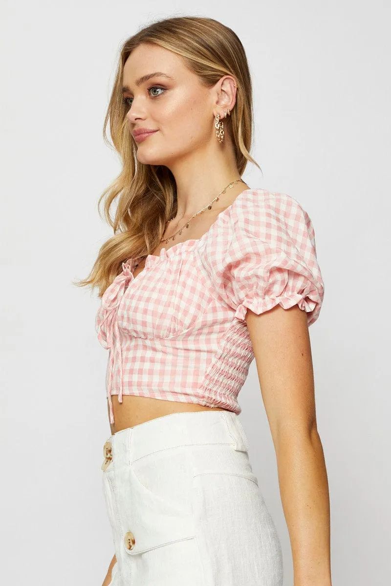 Check Crop Top Long Sleeve Sweetheart sold by Ally Fashion product image thumbnail 4
