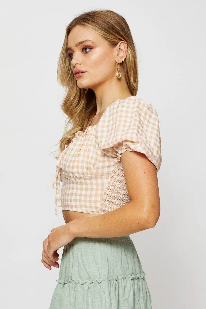 Check Crop Top Long Sleeve Sweetheart sold by Ally Fashion product image thumbnail 4