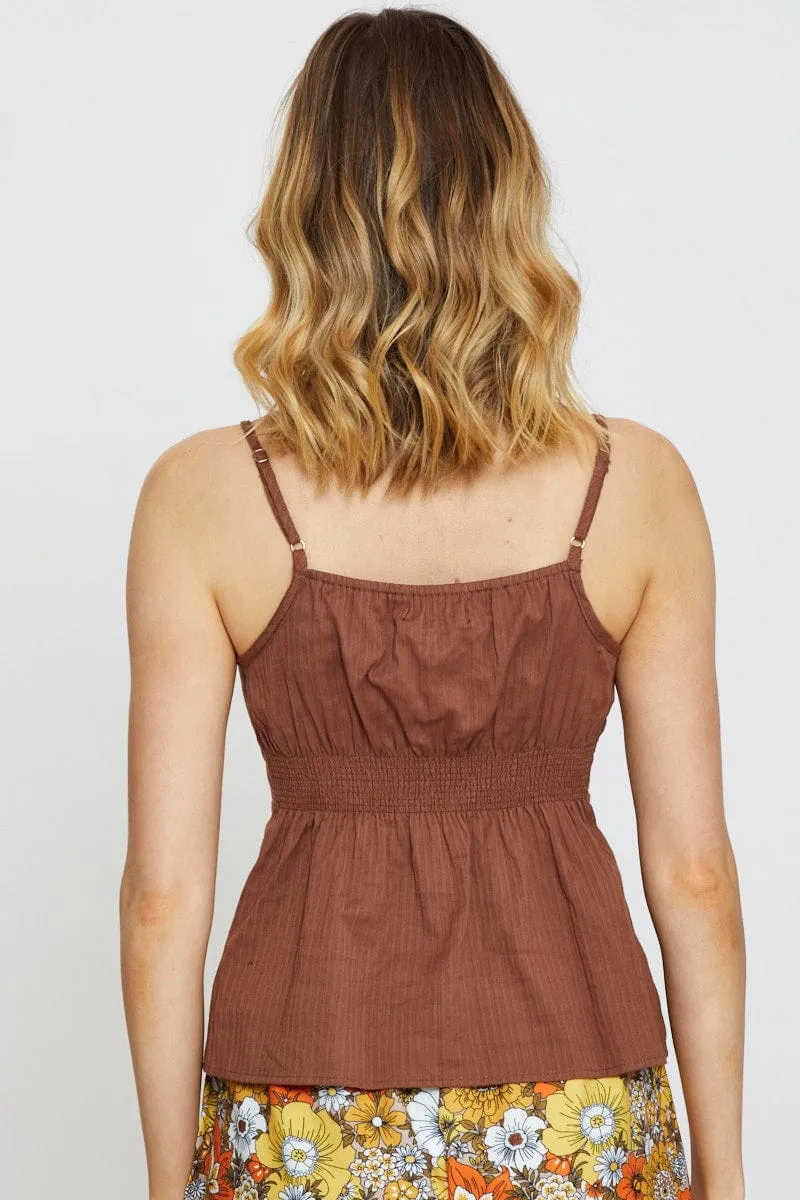 Brown Singlet Top Sleeveless V-Neck sold by Ally Fashion product image thumbnail 5