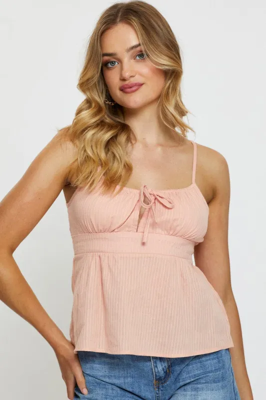 Pink Singlet Top Sleeveless V-Neck sold by Ally Fashion