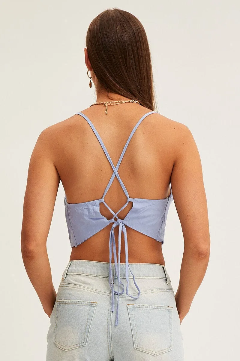 Blue Singlet Top Sleeveless Crop sold by Ally Fashion product image thumbnail 5