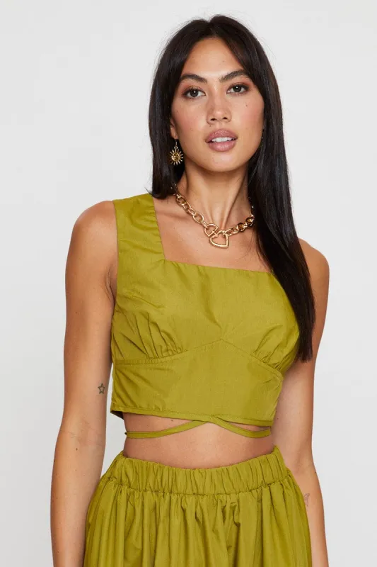 Green Crop Top Sleeveless Gathered Bust sold by Ally Fashion