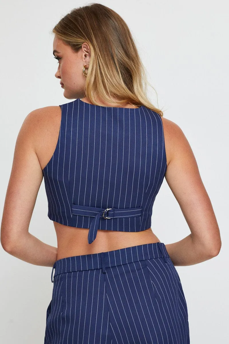 Stripe Crop Shirts Sleeveless   V-Neck sold by Ally Fashion product image thumbnail 5