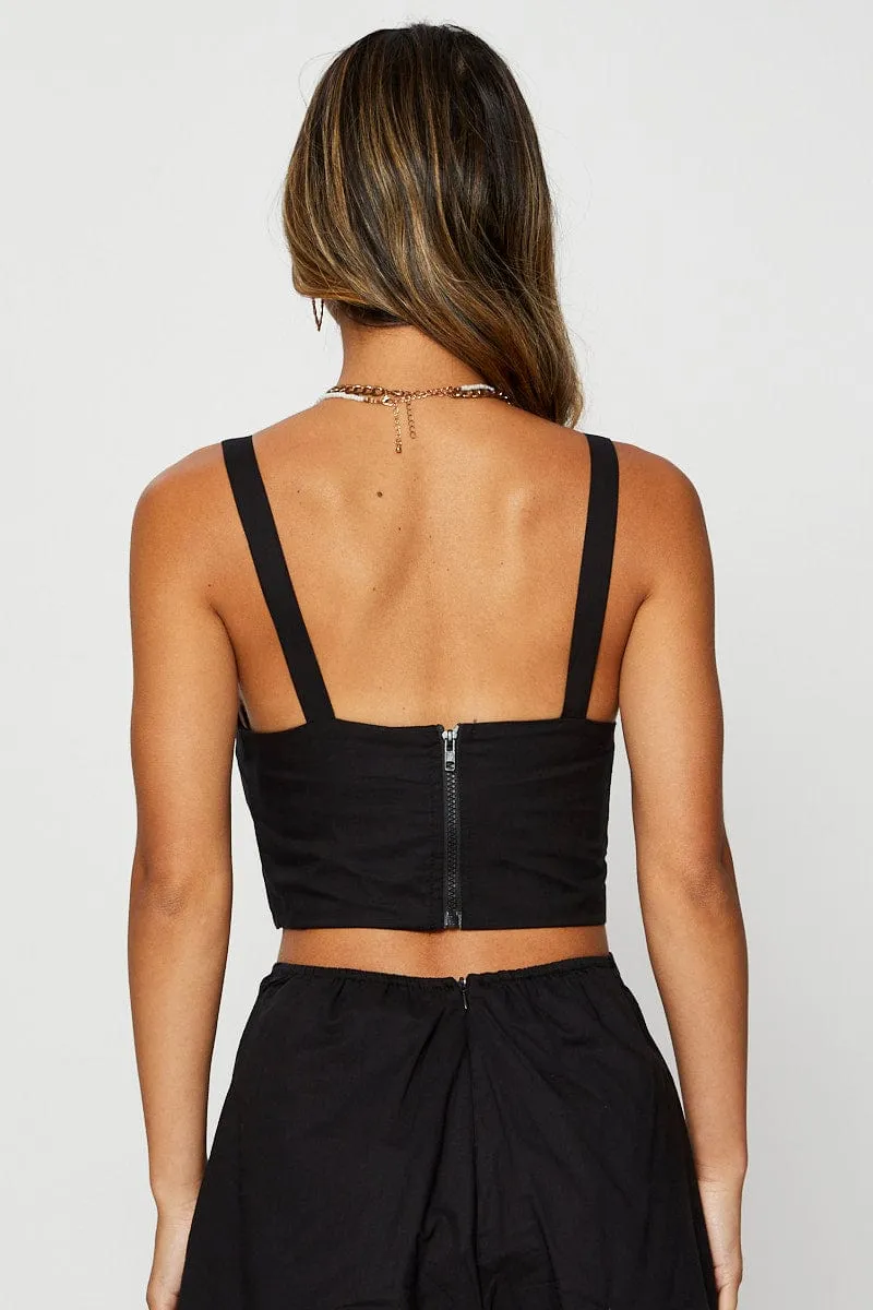Black Crop Top Sleeveless Square Neck sold by Ally Fashion product image thumbnail 5