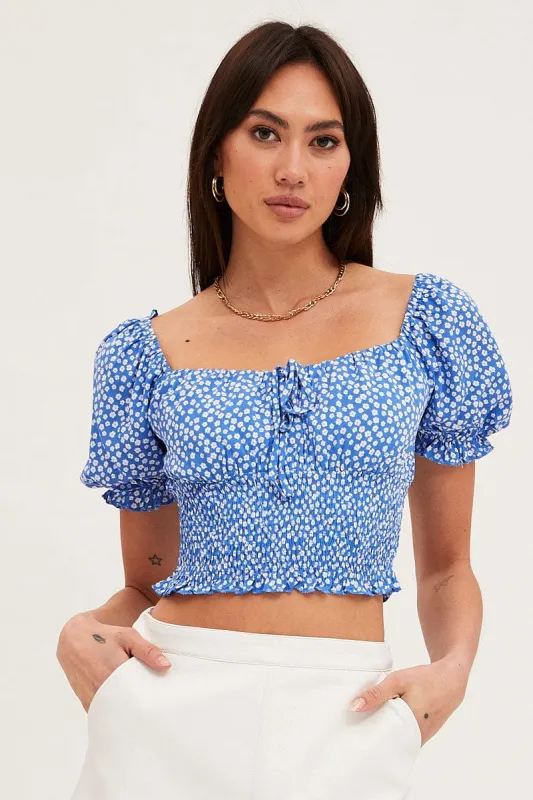 Ditsy Print Crop Top Short Sleeve sold by Ally Fashion