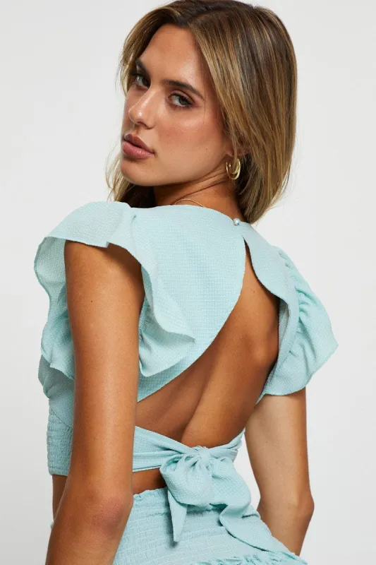 Blue Crop Top Short Sleeve sold by Ally Fashion
