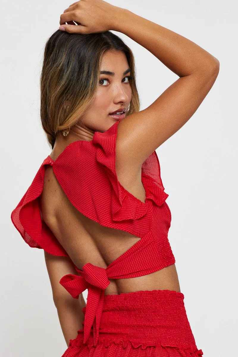 Red Crop Top Short Sleeve sold by Ally Fashion product image thumbnail 5