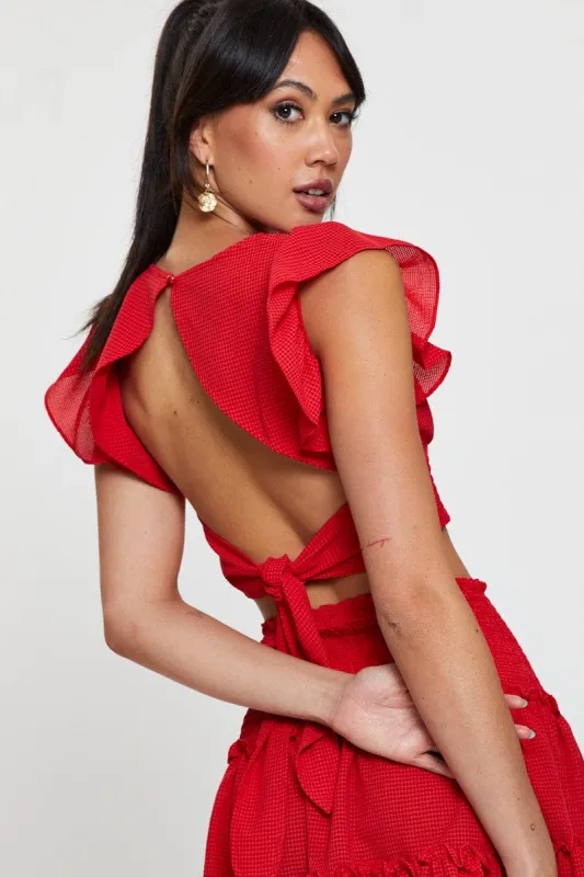 Red Crop Top Short Sleeve sold by Ally Fashion