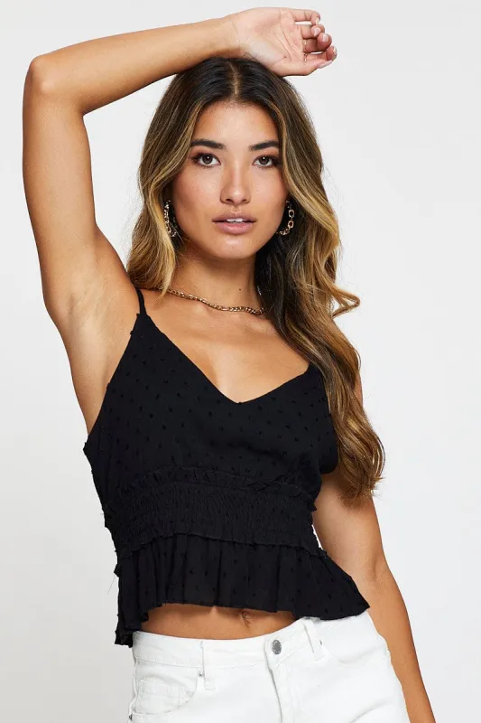 Black Ruffle Top Sleeveless sold by Ally Fashion