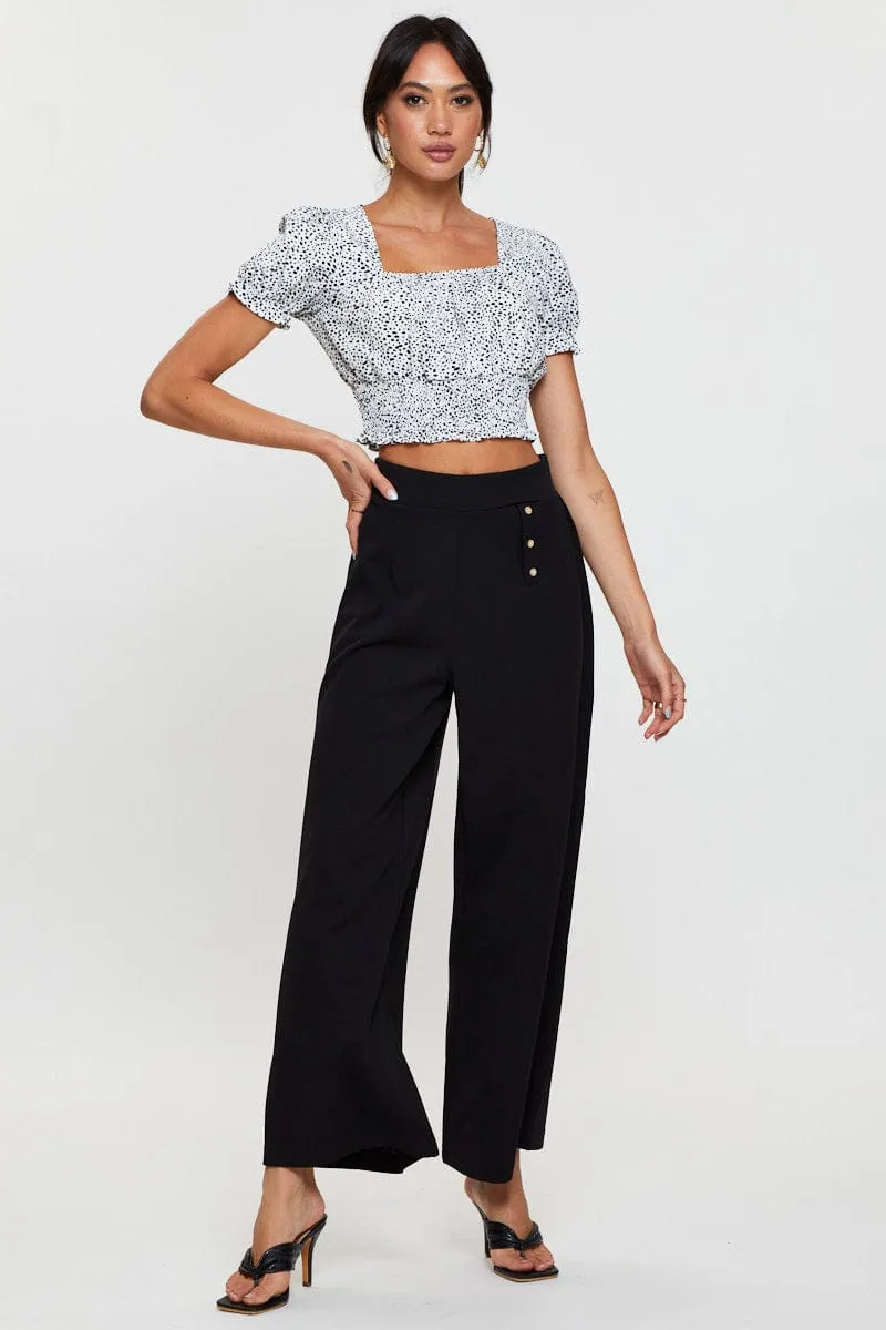 Geo Print Puff Sleeve Top Short Sleeve Crop sold by Ally Fashion product image thumbnail 2