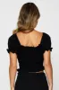 Black Puff Sleeve Top Short Sleeve Crop sold by Ally Fashion