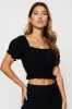 Black Puff Sleeve Top Short Sleeve Crop sold by Ally Fashion