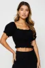 Black Puff Sleeve Top Short Sleeve Crop sold by Ally Fashion
