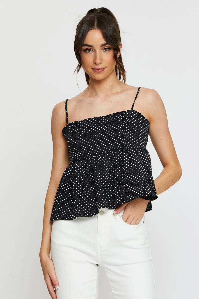 Polka Dot Cami Top Peplum sold by Ally Fashion