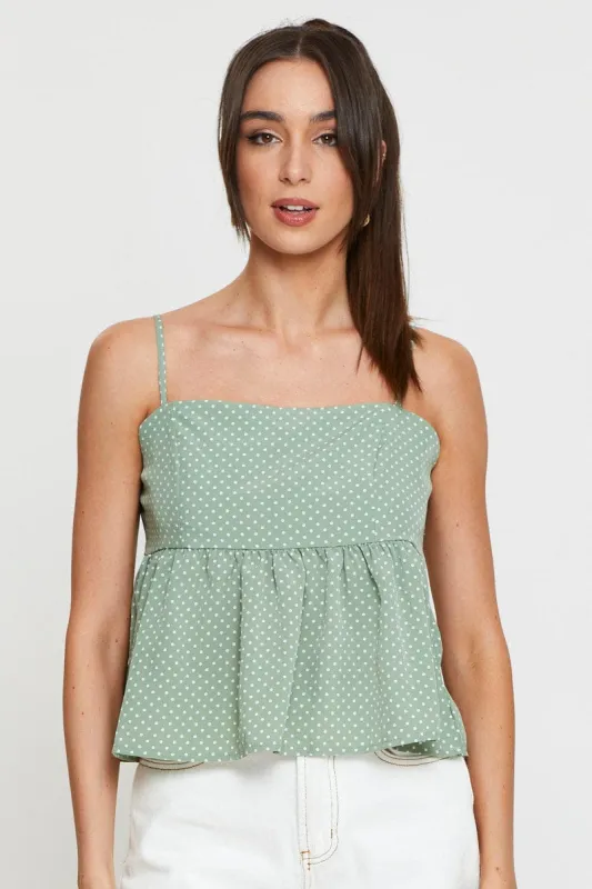 Polka Dot Cami Top Peplum sold by Ally Fashion