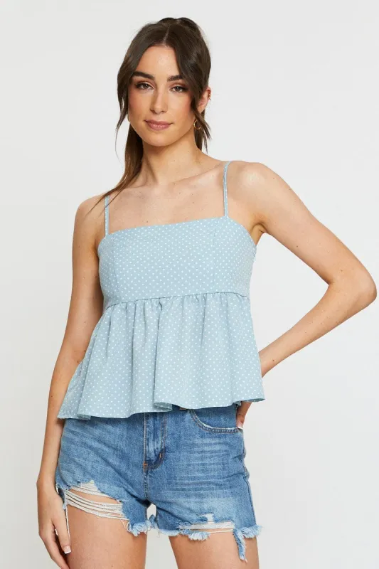 Polka Dot Cami Top Peplum sold by Ally Fashion